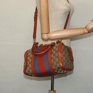 GUCCI GG Canvas Hand Bag 2way Beige Gold 269876 Auth 141858